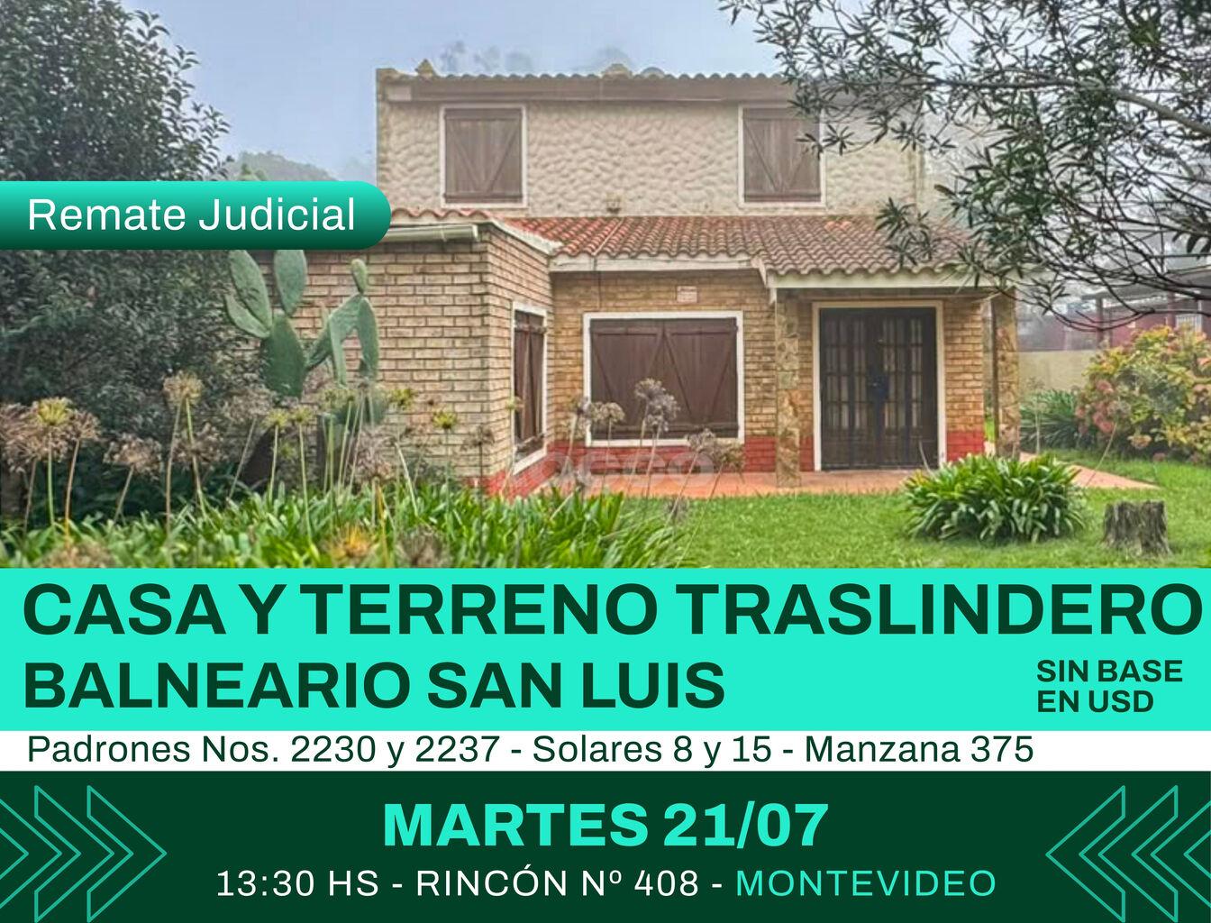 Ref: 998, REMATE CASA Y TERRENO TRASLINDERO EN SAN LUIS