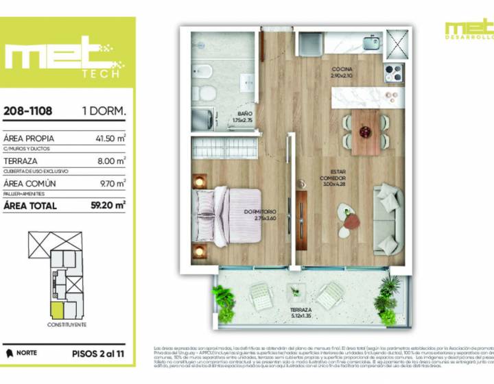 Venta Apartamento 1 dormitorio Cord&oacute;n