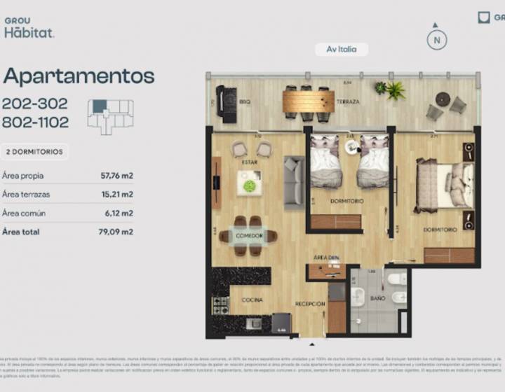 Venta apartamento Pent House 2 dormitorios