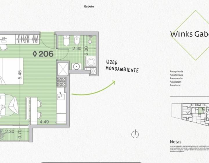 Monoambiente a estrenar, Junio 2026, Winks Gaboto