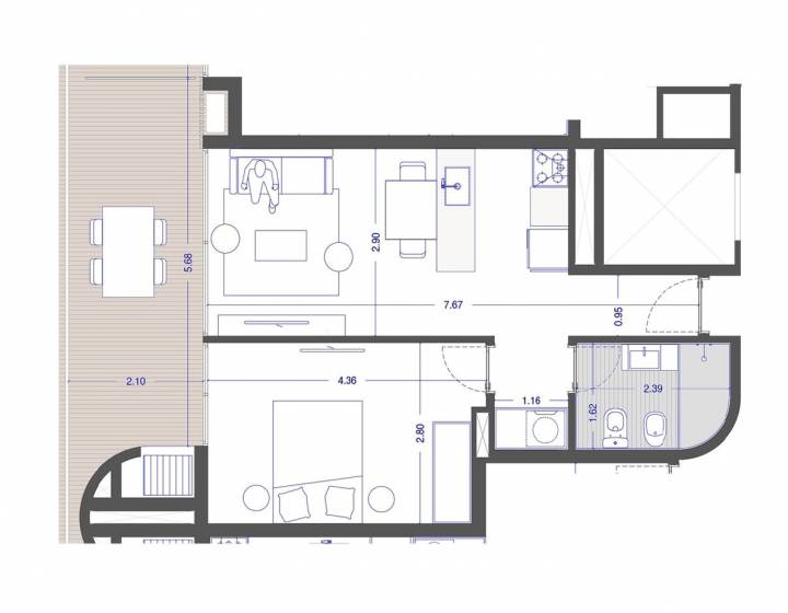 Apartamento un dormitorio sobre el lago