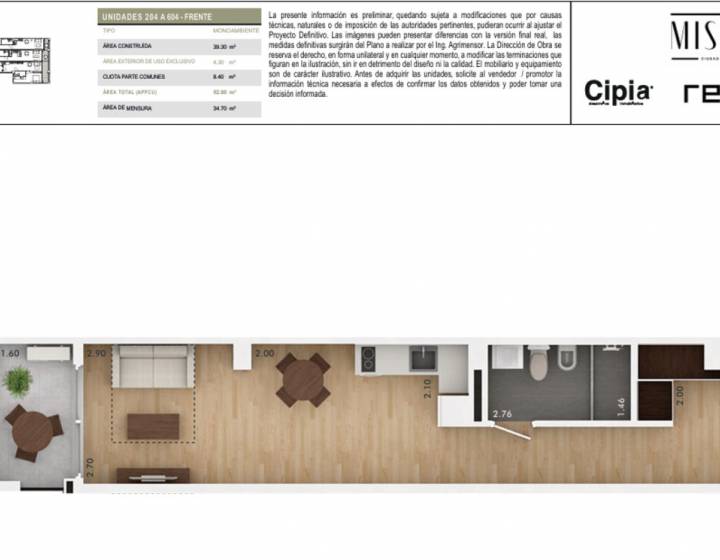 Apartamento 1 dormitorio con terraza en venta en Ciudad Vieja
