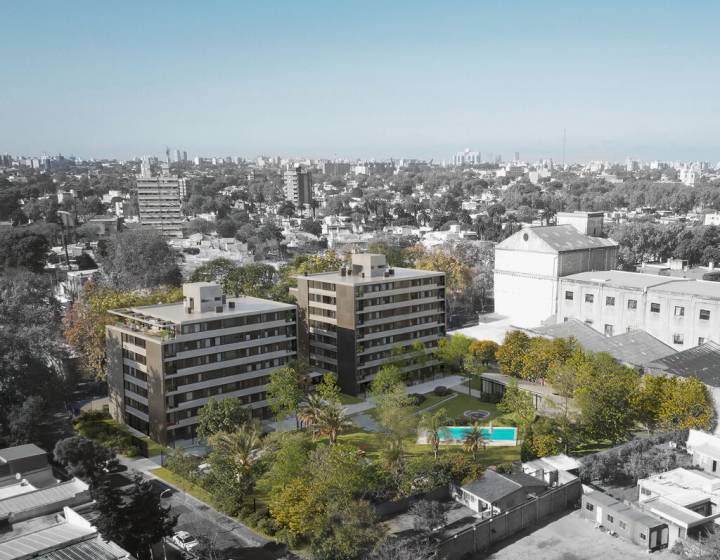 Monoambiente con vista al jard&iacute;n