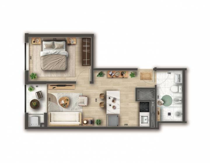 Apartamento en Venta 1 Dormitorio con Balcon, Tres Cruces