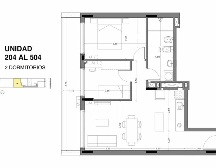 Venta apartamento 2 dormitorio (204) en La Blanqueada