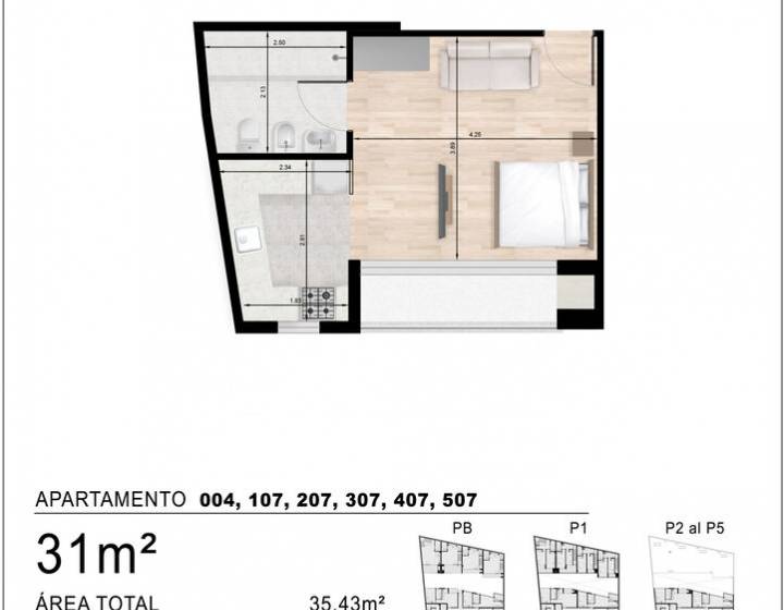Apartamentos tres cruces monoambiente