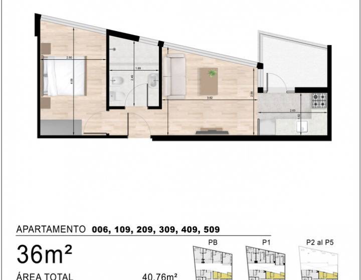 apartamento 1 dormitorios tres cruces